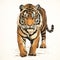 High Quality Tiger Walking Illustration In James Bullough Style