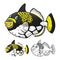 High Quality Triggerfish Cartoon Character Include Flat Design and Line Art Version