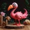 High-quality, Ultra-detailed Wooden Flamingo Figure By Pop Mart