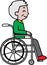 High quality vector animated old man walking in a wheelchair