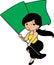 High quality vector of beautiful woman carrying green flag