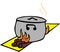 High quality vector illustration of cooking on a wood stove