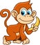 High quality vector monkey carrying happy bananas