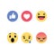 High quality vector round yellow cartoon bubble emoticons comment social media Facebook chat comment reactions, icon template face