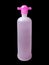 High Realistic Pink Bottle in Isolated Black Background Captured on Eye-Level Angle.