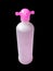 High Realistic Pink Bottle in Isolated Black Background Captured on High Angle.