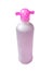 High Realistic Pink Bottle in Isolated White Background Captured on High Angle.