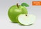 High realistic real-life green apples vector illustration, icon