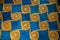 high res Intense elegant multicolor blue and gold smooth painted Egyptian stucco wall with geometrical patterns