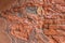 high res Intense grunge and weathered pale salmon pink with horizontal bricks stucco wall background close up