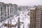 High residential buildings covered by snow in winter