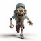 High Resolution 3d Render Of Zombie With Baseball Cap