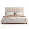 High Resolution Beige Bed With White Pillows And Blanket