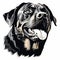 High Resolution Black Dog Illustration With Strong Facial Expression