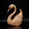 High Resolution Carved Wooden Swan On Black Surface
