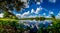 A High Resolution, Colorful, Panoramic Shot of Beautiful 40-Acre Lake in Summertime