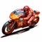 High-resolution Digital Airbrushing Of A Motorcyclist Racing In The Style Of Mark Henson And Steve Henderson