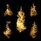 High resolution fire collection of isolated flames on black back