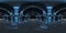 High resolution HDRI of a dark blue futuristic interior looking like a spaceship. 360 panorama reflection mapping of a huge shed