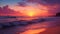 A high-resolution image of a serene beach at sunset