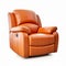 High Resolution Orange Leather Recliner On White Background