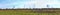 High resolution panorama view on green landscapes with a blue sky found in northern germany