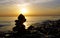 High resolution pictures of stacking stones in front of blurred summer sea background