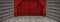 High resolution rustic wooden theater scenery with lowered red curtain and empty front stage