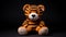 High Resolution Striped Knitted Tiger Toy On Black Background