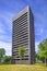 High rise black brick apartment building Cenakel, Tilburg, Netherlands