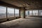 high-rise building, with a view of the city, showing off its abandoned and desolate interior