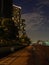 High rise buildings reflected in the rain in Tokyo