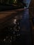 High rise buildings reflected in the rain in Tokyo