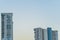 High-rise condominiums against clear blue sky