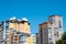 High-rise modern buildings on  background of  blue sky of city of Vladivostok