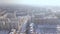 High rise residential buildings in winter city aerial view. City infrastructure in modern town drone view. Architecture