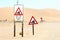 High risk railway crossing sign desert, Namibia