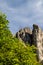 High rocks in the village Essing in Bavaria, Germany at the Altmuehl river