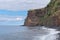 High rugged rocky coastline in Calheta. Madeira island, Portugal