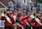 High School Marching Band Performing in Parade