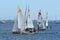 High school regatta in Biscayne Bay off Miami, Florida.