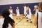 High School Students Playing Dodge Ball In Gym