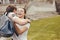 High school students smiling and embracing each other