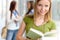 High school teenage student female read book