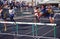 High school teens participate in a hurdle event