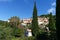 High side view beautiful village in south of France, Bormes les mimosa village