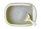 High sided cat litter tray with bentonite absorbent and scoop isolated on white background. Clumping clay sorbent in a plastic