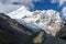 High snow-capped mountain peaks in the Andes