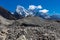 High snow mountain Cholatse on Nepal trekking to Everest hiking route