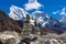 High snow mountain Cholatse on Nepal trekking to Everest hiking route